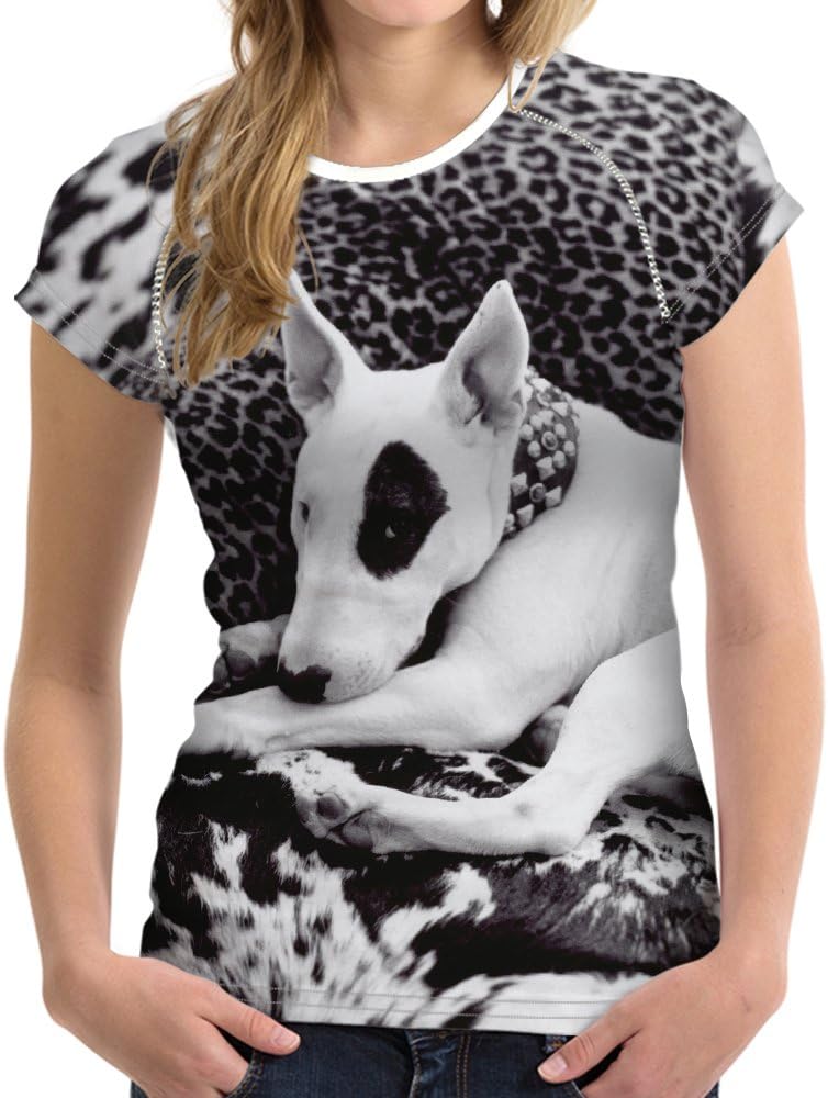 STARTERY Lovely Dog Women's Crewneck Top Short Sleeve Tee Comfy Slim Shirt