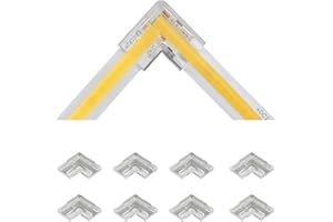 Tatazone 8pcs 2PIN Transparent L Shape COB Connectors for Single Color COB Light Strips Solerless Corner Connection (0.39(8mm)-2PIN-L Shape)