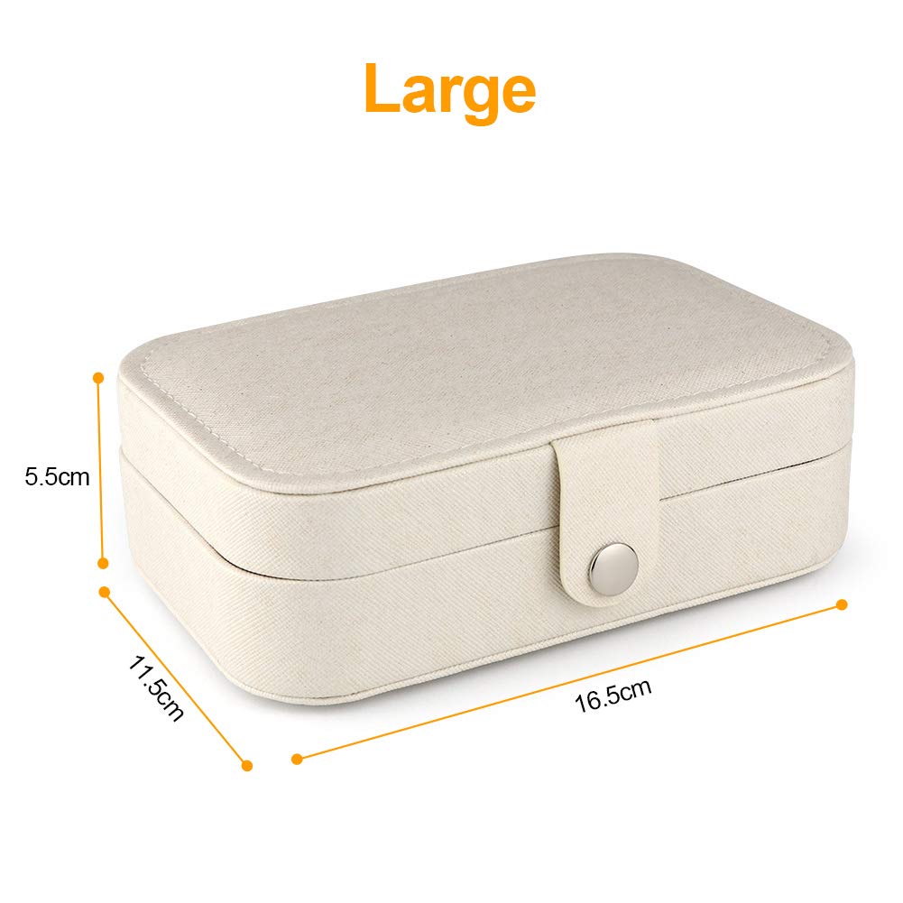 SENWOW Jewellery Box for Women, Jewellery Organizer Storage Case for Rings Earrings Necklace Bracelets Glitter White, Best Gift for Lady Girlfriend Mother