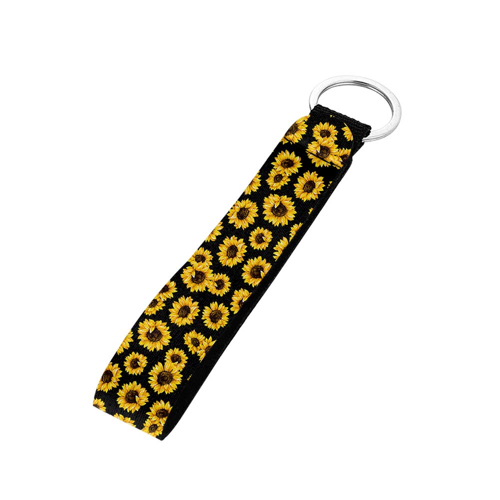 Pizding Yellow Sunflower Keychain Wristlet Strap for Key Hand Wrist Lanyard Durable Keyring Holder Premium Quality Wristlet Lanyard Keychain for Women Men for Car Camera Cell Mobile Phone