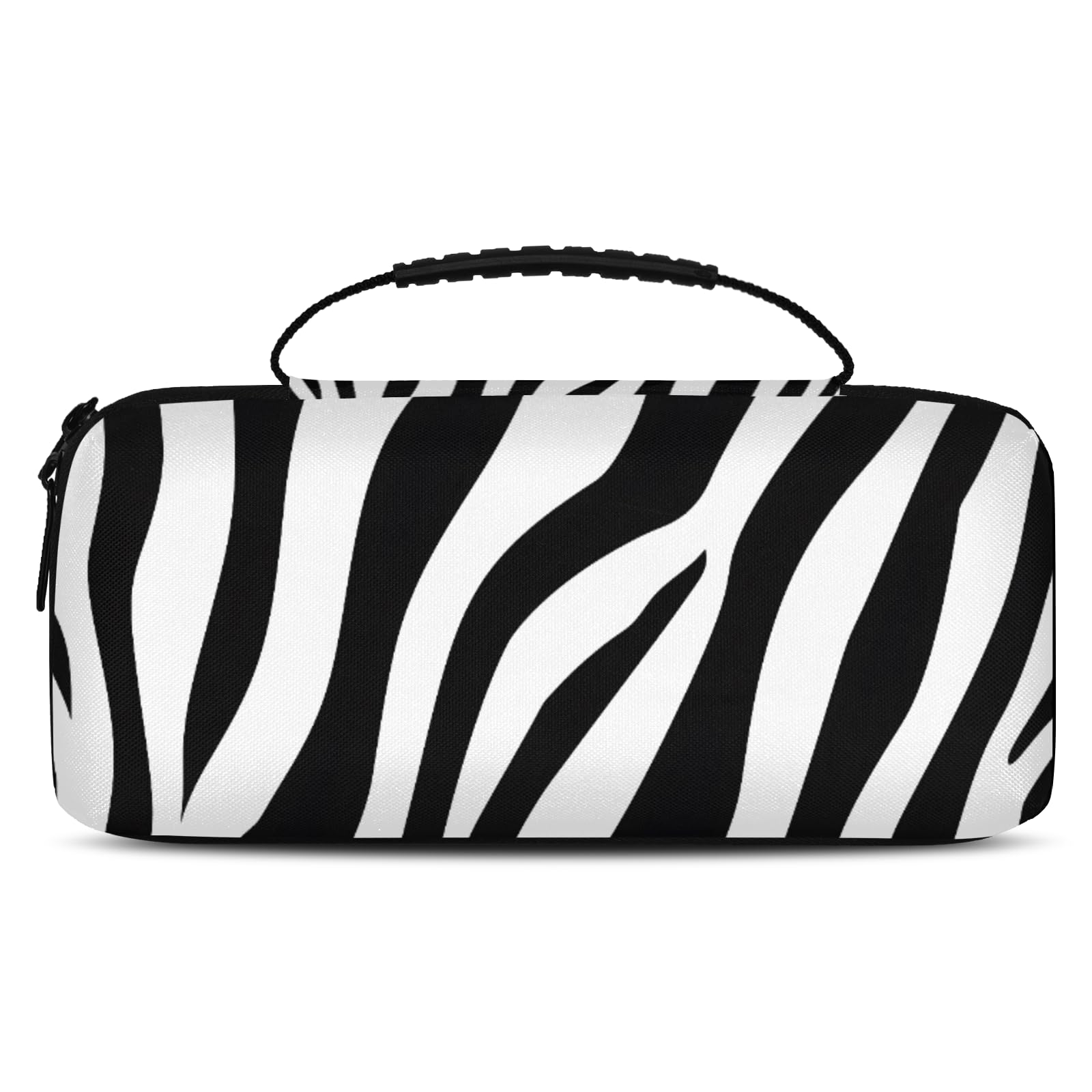 ADECORIVY Zebra Print Carrying Case for Nintendo Switch 1/OLED with Inner Pocket & 20 Game Card Slots - Waterproof Fabric Travel Pouch with Portable Handle
