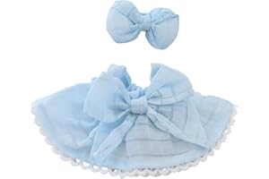 TOU-BEGUIN Clothes for Dolls Accessories (No Doll), Kawaii Skirt Outfit Set 2 Pieces for 15cm 17cm Doll Suit, Stylish Dress Up Bowknot Doll Clothing Set Replacement Blue