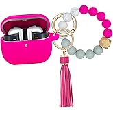 KOUJAON Compatible Case for Samsung Galaxy Buds 3 Pro & Galaxy Buds 3, Silicone Case Cover with Bracelet Keychain (Hot Pink)
