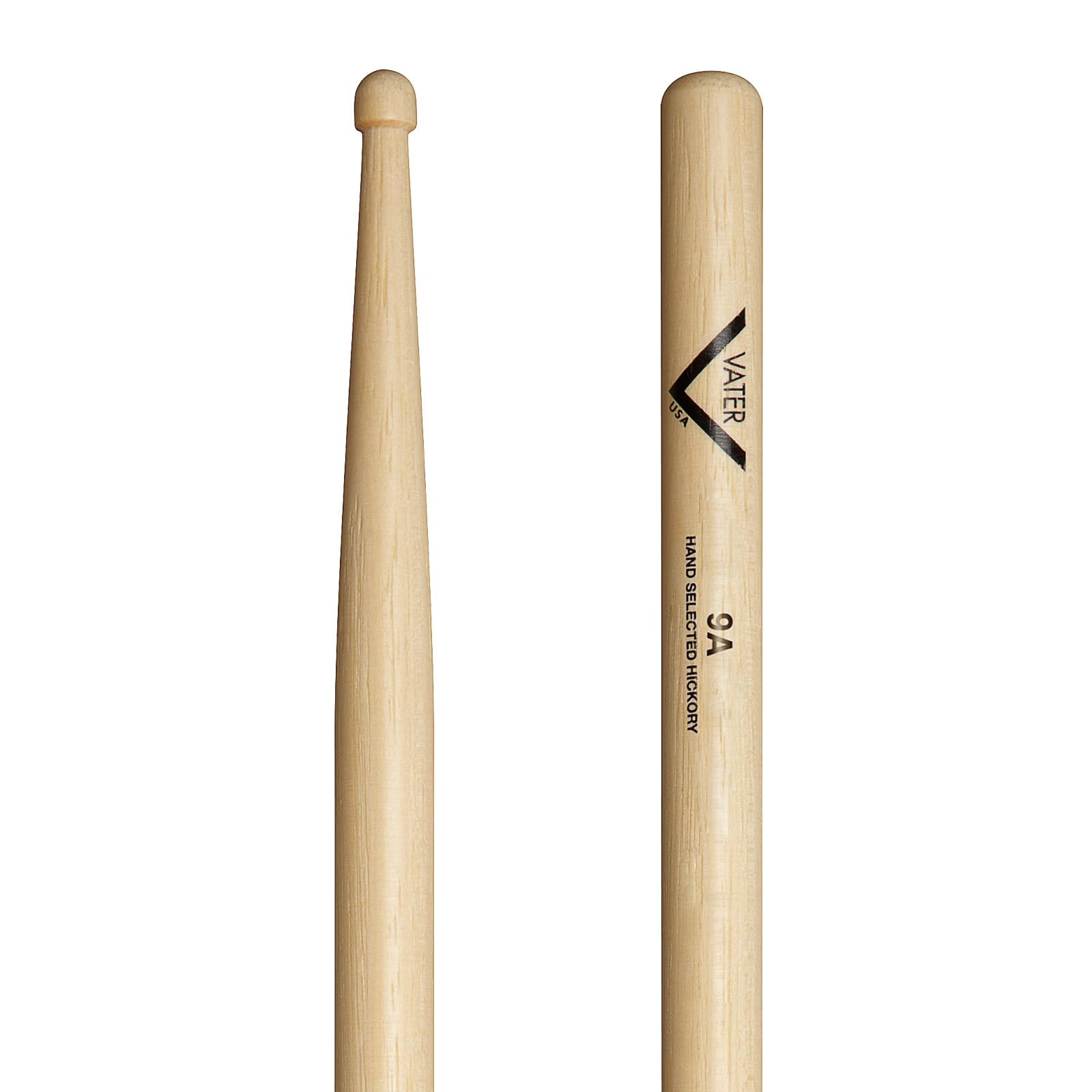 Vater - 9A (Wood Tip) American Hickory Drumsticks - VH9AW