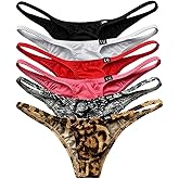 COMLIFE Men's Fashion Ice Silk Breathable Thong Low Waist Solid Color Printed Underwear