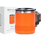 Elemental Recess Lowball 10oz Stainless Steel Tumbler Whiskey Glass w/Lid | Stainless Steel Cup with Non Shatter Tritan Lid; Insulated Coffee Tumbler Mug for Hot &amp; Cold Drinks, Everyday Sipping