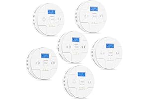 ARIKON 6 Packs,2 in 1 Technology, Smoke,Carbon Monoxide Detector, Co Alarm,85db Alert,LCD Readout,3 Color LED Indication,(Green Light Blinking at Work), with 3 AA Batteries,Easy Install,for Home and Kitchen