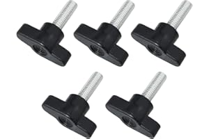 FMHXG M8 x 25mm T Handle 5PCS 8mm x 25mm Male Thread Black Plastic T Handle Screw Type Clamping Knob, T-Shape Clamping Handle Screw Knobs Handle