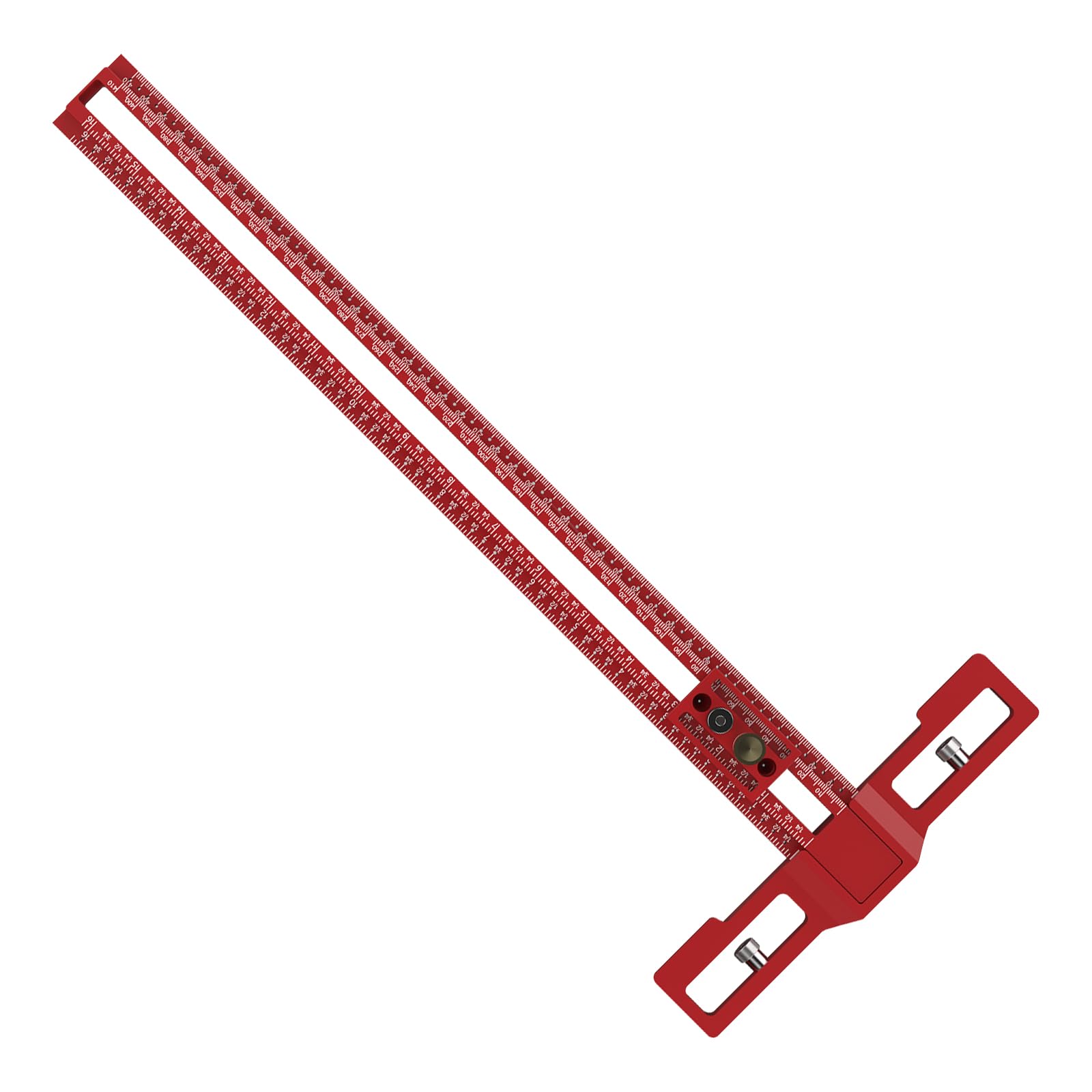 T Type Woodworking Scriber Ruler, Aluminum Adjustable Scriber Drawing T-Square with Snap in Slider and Thickened Base for Carpenter Layout Measuring Tools (40MM)