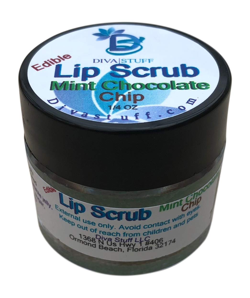 Diva Stuff Ultra Hydrating Lip Scrub for Soft Lips, Gentle Exfoliation, Moisturizer & Conditioner, Mint Chocolate Chip &ndash; &frac14; oz (Made in the USA)