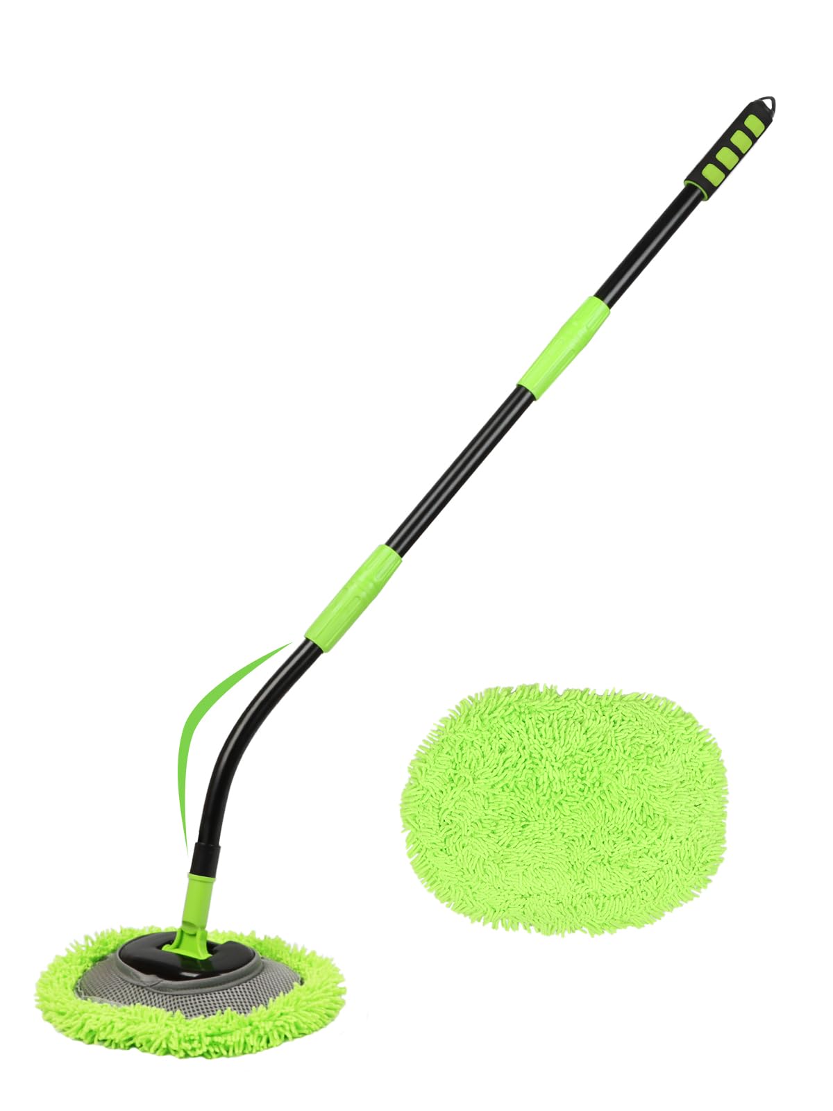 Photo 1 of Curved Car Wash Brush Mop 47" with Long Handle Sturdy Metal Pole 3 Grip Points Washing Wand Auto Cleaning Tool Kit Scratch-Free Chenille Microfiber Soft Duster for Cars RV SUV Truck Caravan Van Window