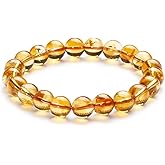 APERCEVOIR Natural Citrine Crystal Bracelet for Women & Men - Handmade 10mm Golden Gemstone Beads, Energy & Wealth Stone Jewelry, Elegant Gift for Birthday, Anniversary, or Meditation