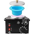 Portable Wax Warmer Machine for Painless Hair Removal, Women Men Professional Wax Heater with Adjustable Temperature Set, 20pcs Sticks, 1 Silicone Bowl (Black- Single Pot)