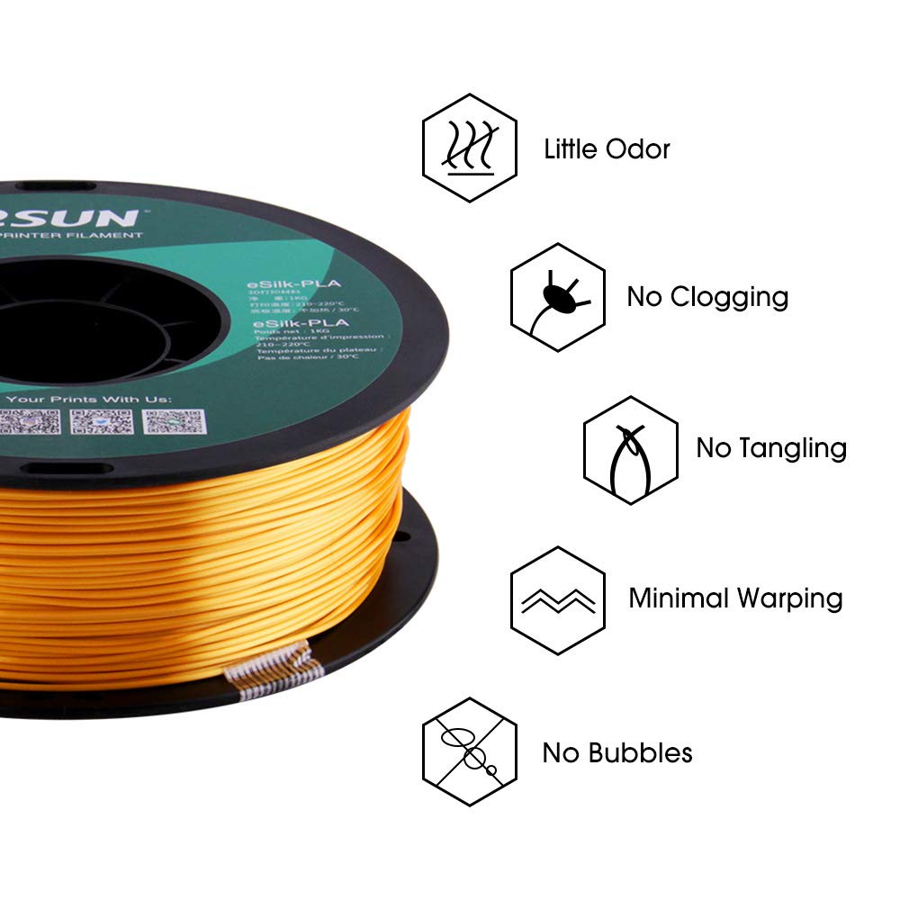 eSUN Silk Metal PLA Filament 1.75mm, Silky Metallic 3D Printer Filament PLA, Dimensional Accuracy +/- 0.05mm - Image 5