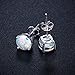 925 Sterling Silver Opal Stud Earrings, 6mm Round Stud Earrings in White Gold or Rose Gold for Women (White Gold)
