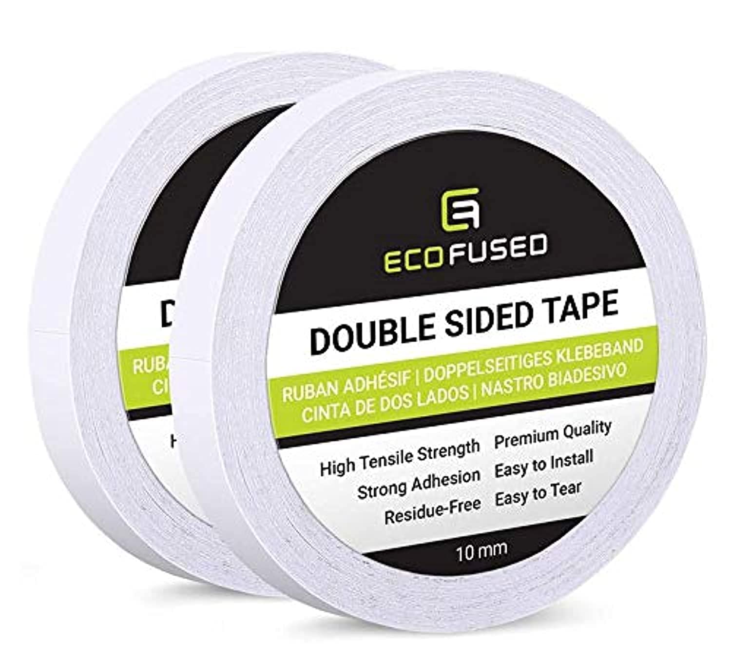 Double Sided Adhesive Tape - Width: 0.4 Inch - Length: 55 Yards - For Arts and Crafts, DIY and Office - Quick and Easy to Use on Paper, Glass, Plastic, Wood, Metal and Fabric