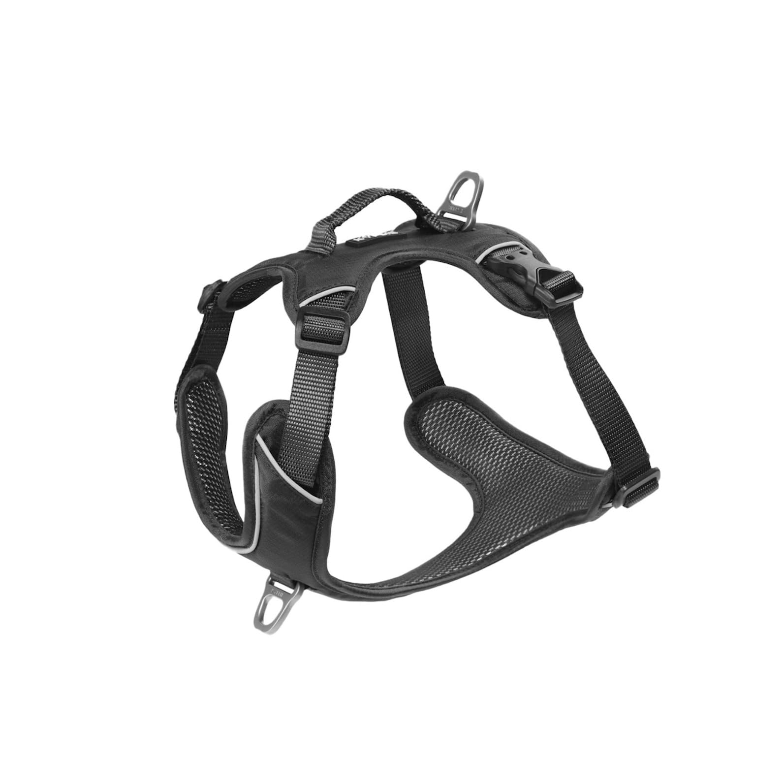 KYFLIE - No-Pull Reflective Dog Harness for Training & Daily Walks - Adjustable & Breathable Y Harness - Front & Back Leash Attachments - Control & Assistance Handle - XL - Black