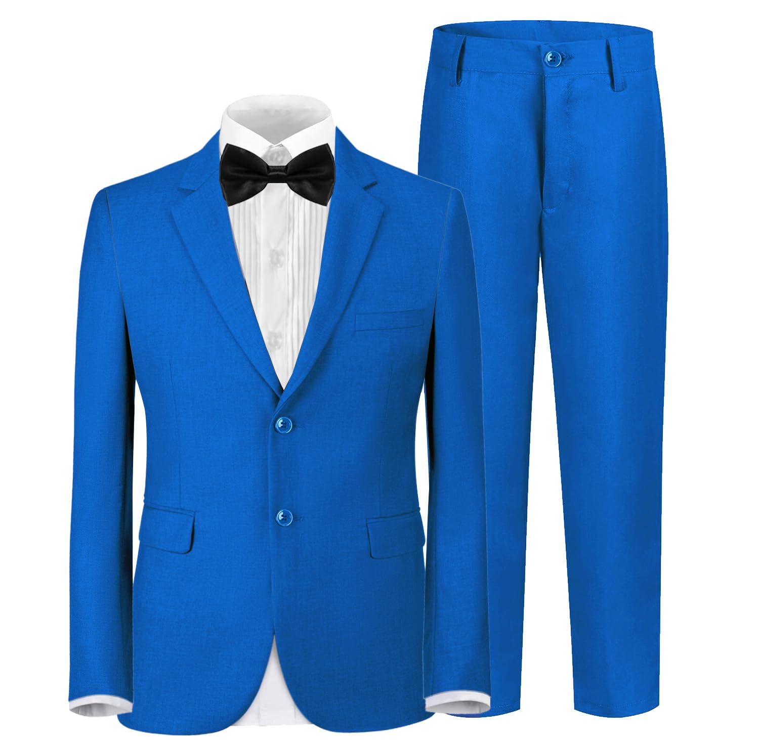 Photo 1 of Kids Suits for Boys Tuxedo 4 Piece Suit Set Slim Fit Dresswear Blazer Pants Royal Blue Suit Set Size 8