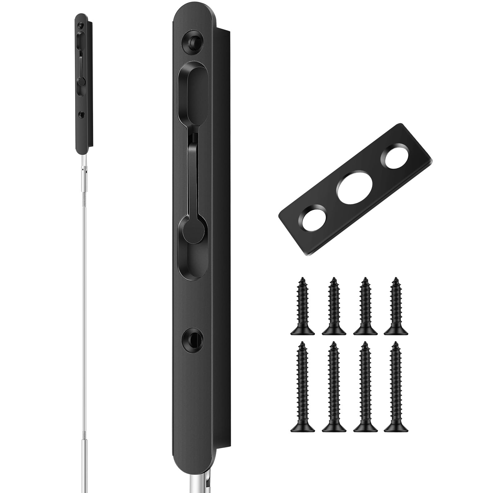 Photo 1 of Blulu 1 Pcs 18 Inch Extended Flip Lever Flush Bolt for Double Door, Extra Long Heavy Duty French Door Locks Hardware (Black)