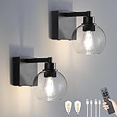 HONGREN Black Battery Operated Wall Sconces Set of Two Modern Rechargeable Wall Sconces with Remote Control LED Dimmable Wall