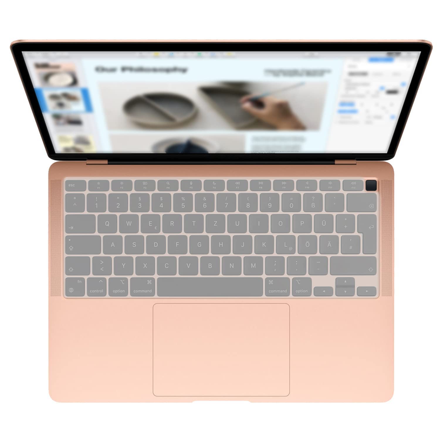 MiNGFi Silicone Keyboard Cover for MacBook Air 13" A2179 (2020), A2337 (M1, 2020–2022) EU/ISO Layout - Transparent