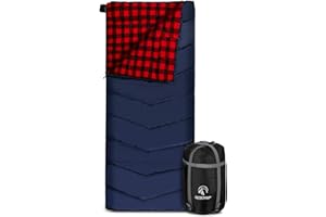 REDCAMP Cotton Flannel Sleeping Bags for Camping, 41F/5C 3-4 Season Warm and Comfortable, Envelope Blue with 2/3/4lbs Filling