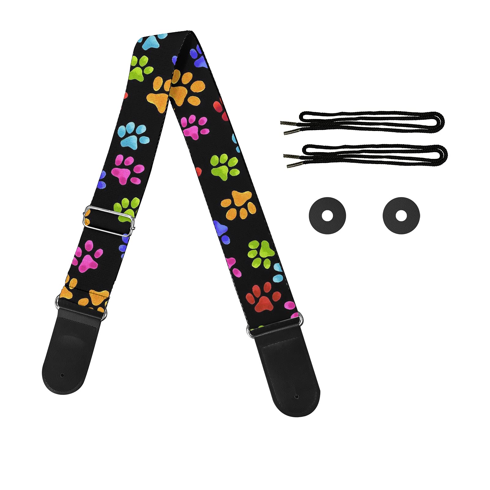 Jeiento Cute Dog Paws Printed Soft Guitar Straps Acoustic Cool Retro Style Gift for Guitar Lovers (Pack of 1)
