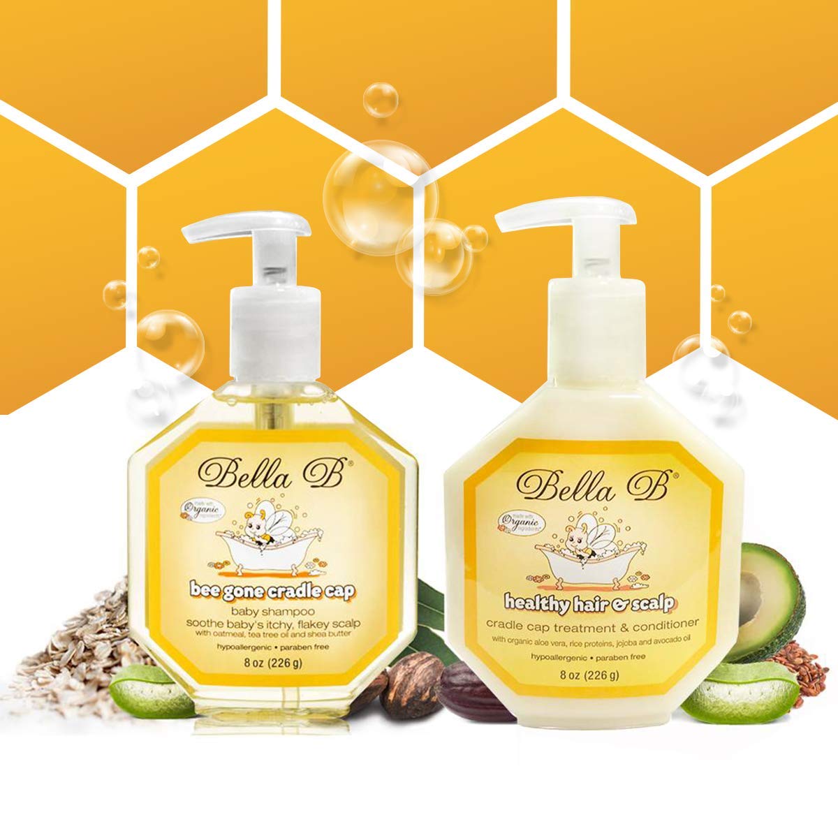 BELLA B BUNDLE Cradle Cap Shampoo & Cradle Cap Scalp Treatment And Conditioner - Baby Shampoo And Conditioner - Cradle Cap Shampoo For Babies - Kid Shampoo - Dry Scalp Shampoo And Conditioner