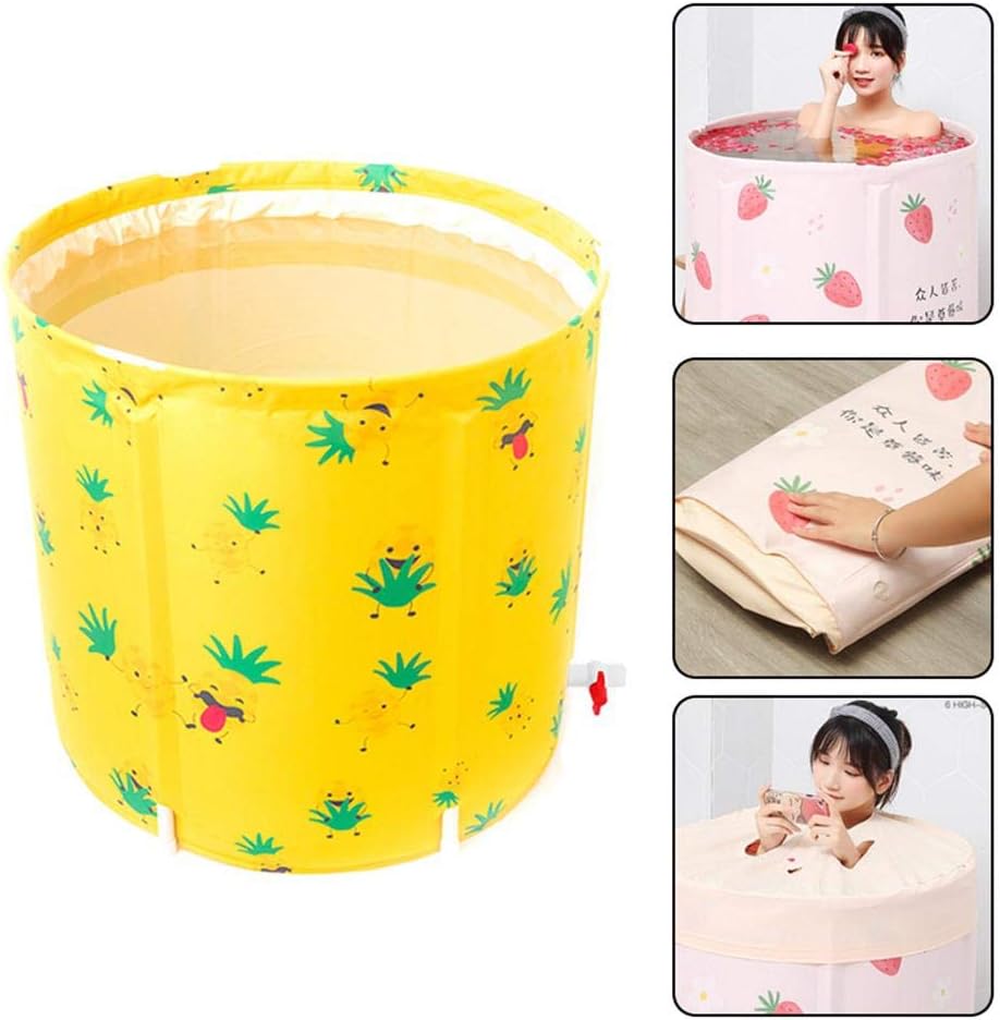 VOLBABY Portable Bathtub, Foldable Soaking Bath Tub Spa Bucket for Shower Bathroom, Thickening with Thermal Foam to Keep Temperature