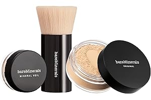 bareMinerals Original Get Started Kit, 3-Piece Makeup Set Includes Full-Sized Original Loose Mineral Foundation SPF 15, Travel-Sized Beautiful Finish Brush & Original Mineral Veil Setting Powder