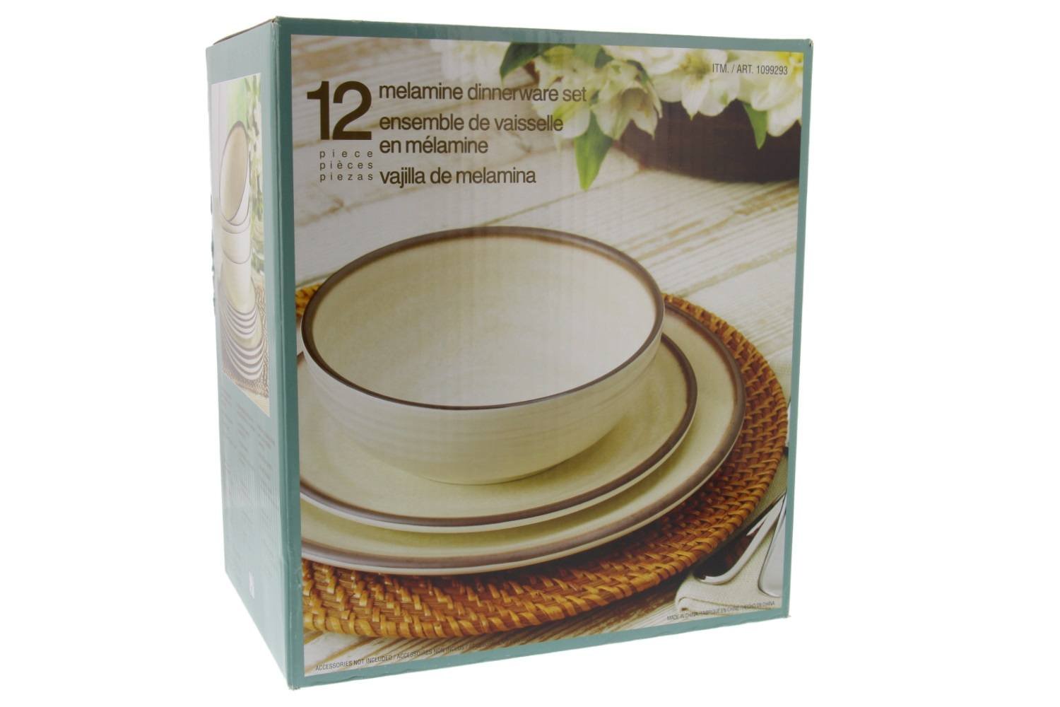 Melamina vajilla 12 piezas - Crema: Amazon.es: Hogar