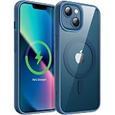JETech Magnetic Case for iPhone 13 mini, Blue | Compatible with MagSafe, Solid Color Matte TPU Frame, Clear Back, Shockproof Bumper