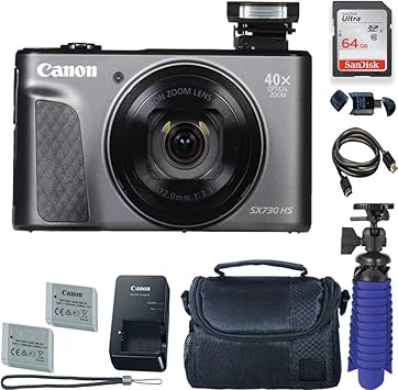 Amazon Com Canon Powershot Sx730 Hs Digital Camera Black With 64 Gb Card Premium Camera Case 2 Batteries Tripod Camera Photo