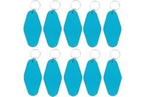 Nwsrayu 10pcs Blank Hotel Keychains Bulk Vintage Motel Keychain Vinyl HTV printing Keychains DIY Keychain tags Party Favors (Light Blue)