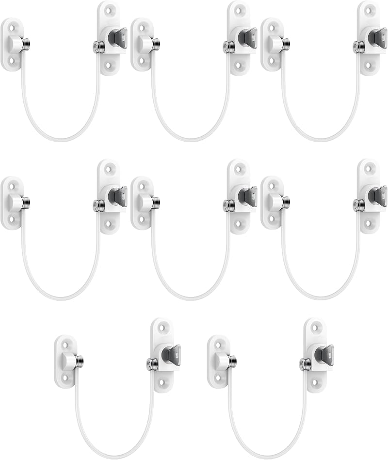 HOMGEN 8pcs Window Open Restrictors Locks with Keys & Screws for Kid Cat