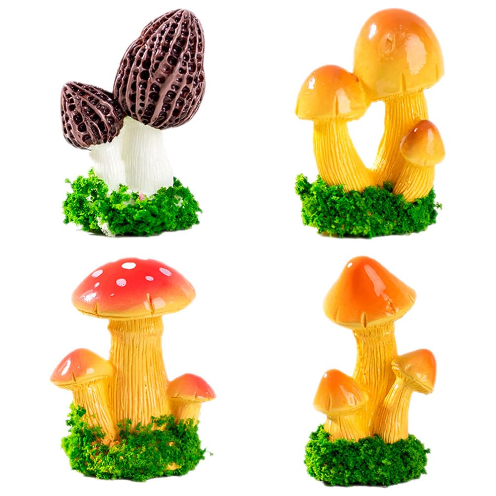 BESPORTBLE Simulated Mushroom Potted Plant Mini Resin Mushroom Ornament for Fairy Garden Decoration Cute Garden Mushrooms for Indoor and Outdoor Use