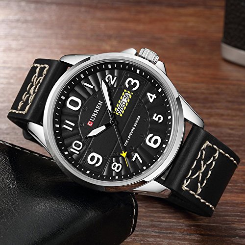 Hombres Reloj de Pulsera Hombre Top Brand Luxury Relojes Deportivos Leather Army Military Hombres Reloj de Pulsera Marrón - Imagen 4