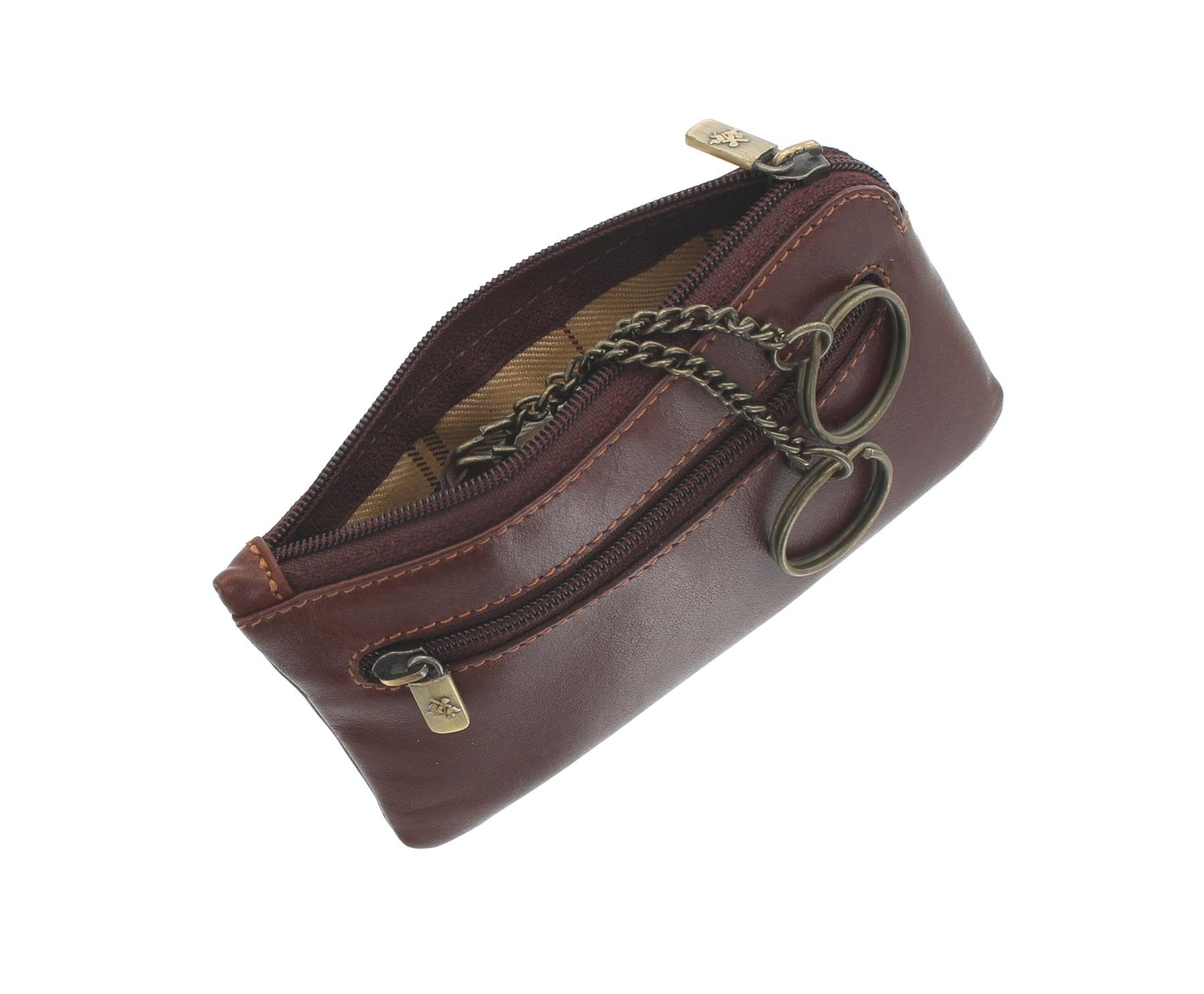 Visconti Monza Collection Geno Leather Coin Purse with Keyring MZ19 Brown