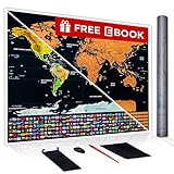 Scratch Off Map of the World Poster - Travel Map Poster - Large Wall Map Print - Color Detailed Scratch Off Map Poster - Travel Poster with Scratchable Countries - World Map Poster - 33.1 x 23.4