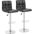FDW Counter Height Swivel Bar Stools PU Leather Padded with Back,Set of 2 Height Adjustable Counter Stool Barstools Dining Chair,Black
