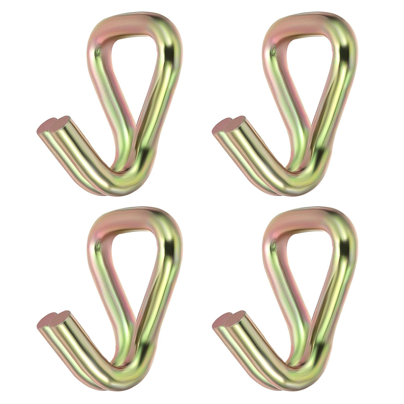 PATIKIL 4 Pack Ratchet Double J Hook Load 5511 LBS for 6mm Tie Down Strap Webbing on Car Truck Trailers Towing Strap, Gold