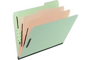 Pendaflex File Folders, Pressboard Classification, 6 Fasteners, Legal Size, Light Green, 3" Expansion, Durable 25 pt. Pressbo