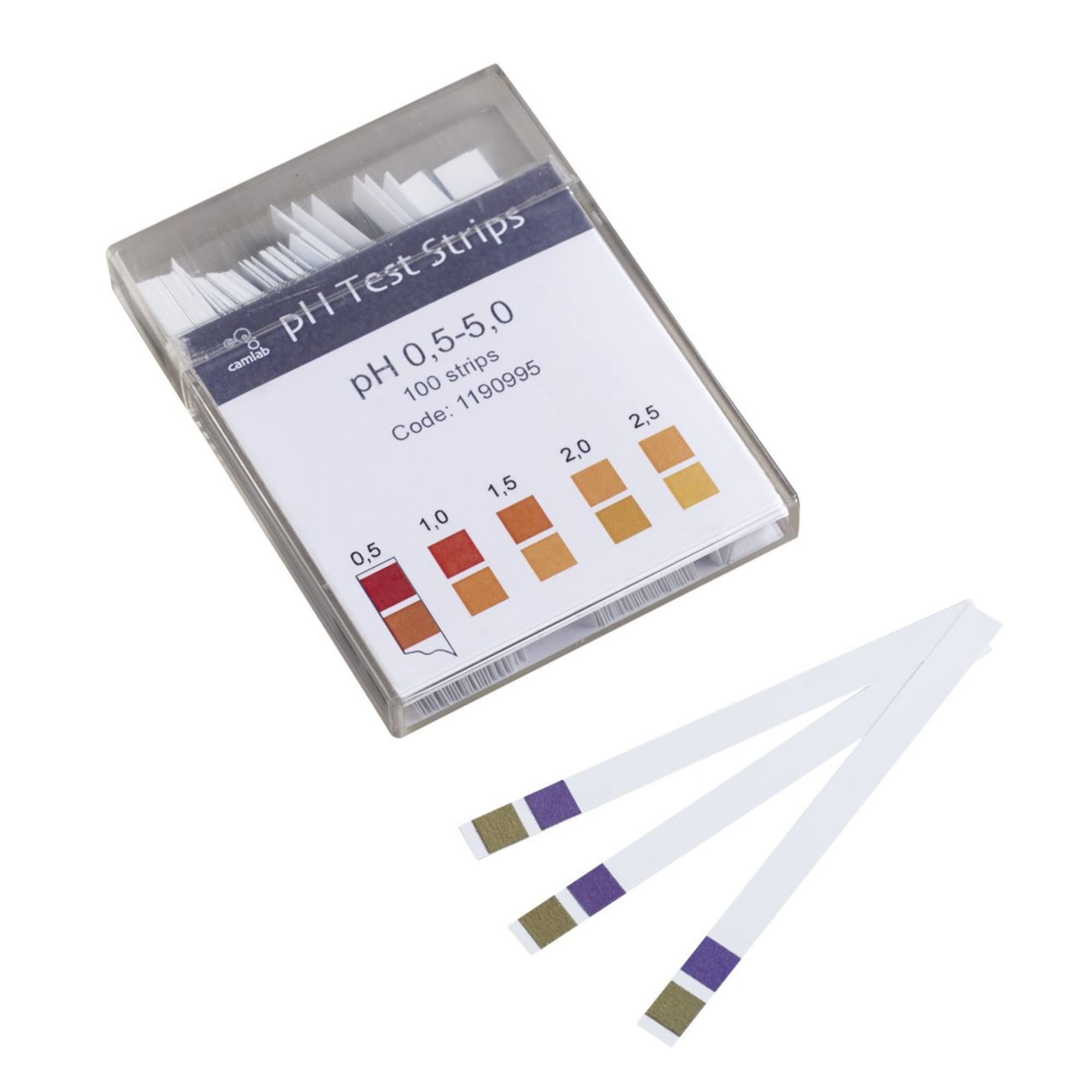 Camlab Water 1190995 pH Indicator Testing Strips pH 0.5-5.0 (Pack of 100)