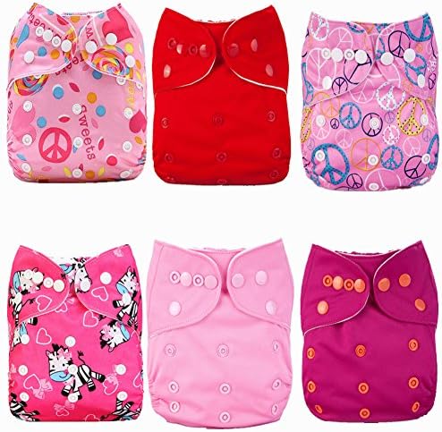 Mumsbest Reusable Pocket Cloth Diapers 6pcs + 6 Inserts (Girl Color 3)