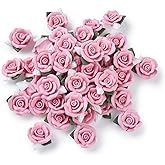 Beadthoven 20-Piece Flatback Pink Rose Handmade Porcelain Cabochons Flower Charms China Clay Beads Charms Jewelry Embellishment Supplies for Gluing DIY Jewelry Making Finding Supplies Stud Earring