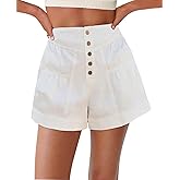 Cicy Bell Womens Summer Flowy Jean Shorts Button Up High Waisted Wide Leg Denim Skort with Pockets