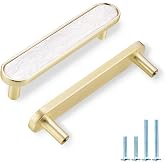Jasluna 4 Pack Pearl White Unique Cabinet Pulls, 3-3/4 Inch Drawer Handles | Zinc Alloy, Pearlescent White Finish, Kitchen, Bathroom Cabinets, Dressers, Nightstands, Cupboards, Coastal Farmhouse Style