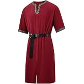 Runcati Mens Medieval Pirate Costume Tunic Renaissance Knight Warrior Viking LARP Halloween Tops