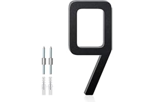 SPNO1-MS 4 Inch Floating Aluminum House Address Numbers Letters, Modern Metal House Numbers for Outside, Black Metal Door Address Letter and Number for Home Garden Office Apartment (9)