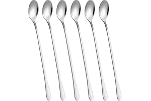 VANRA 9 inch Long Handle Iced Tea Spoons Set of 6 18/8 Stainless Steel Ice Cream Spoon Cocktail Stirring Spoons Long Coffee S
